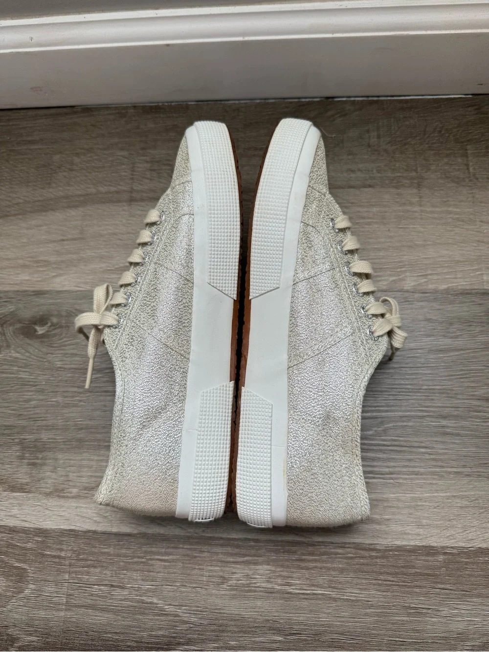 Superga Women's Metallic Cream Lace-Up Sneakers